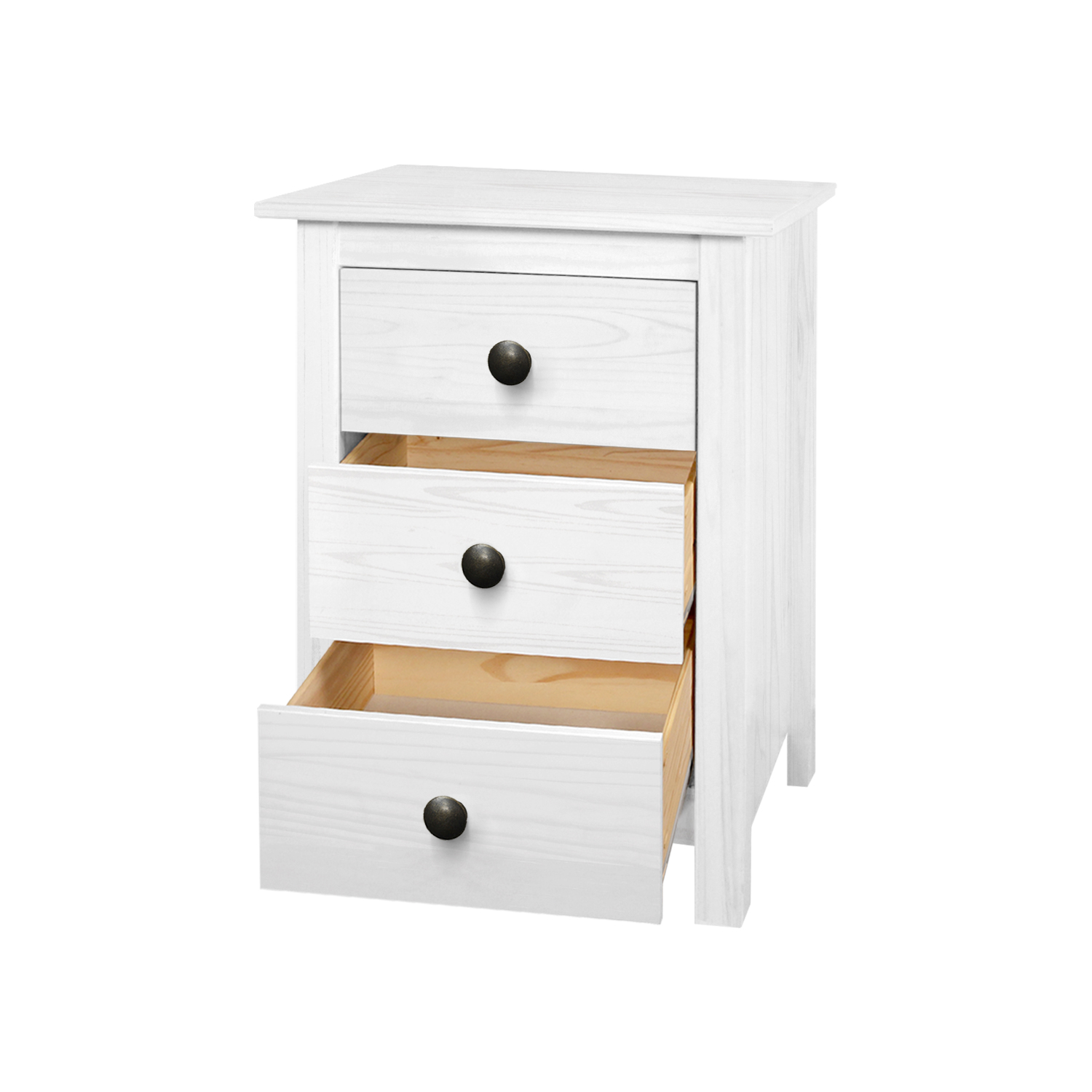 Komoda 3 zásuvky TORINO bílá, kovové úchytky