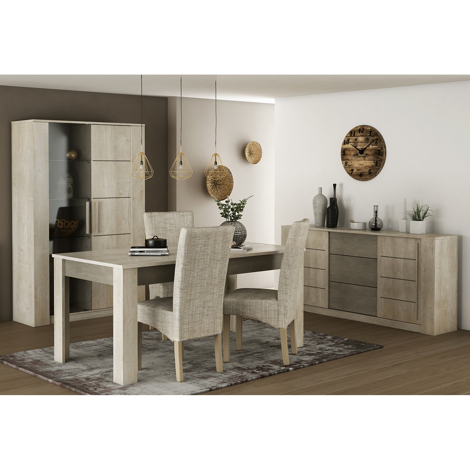 Jídelní stůl 170x90 ANTIBES dub/béžový beton