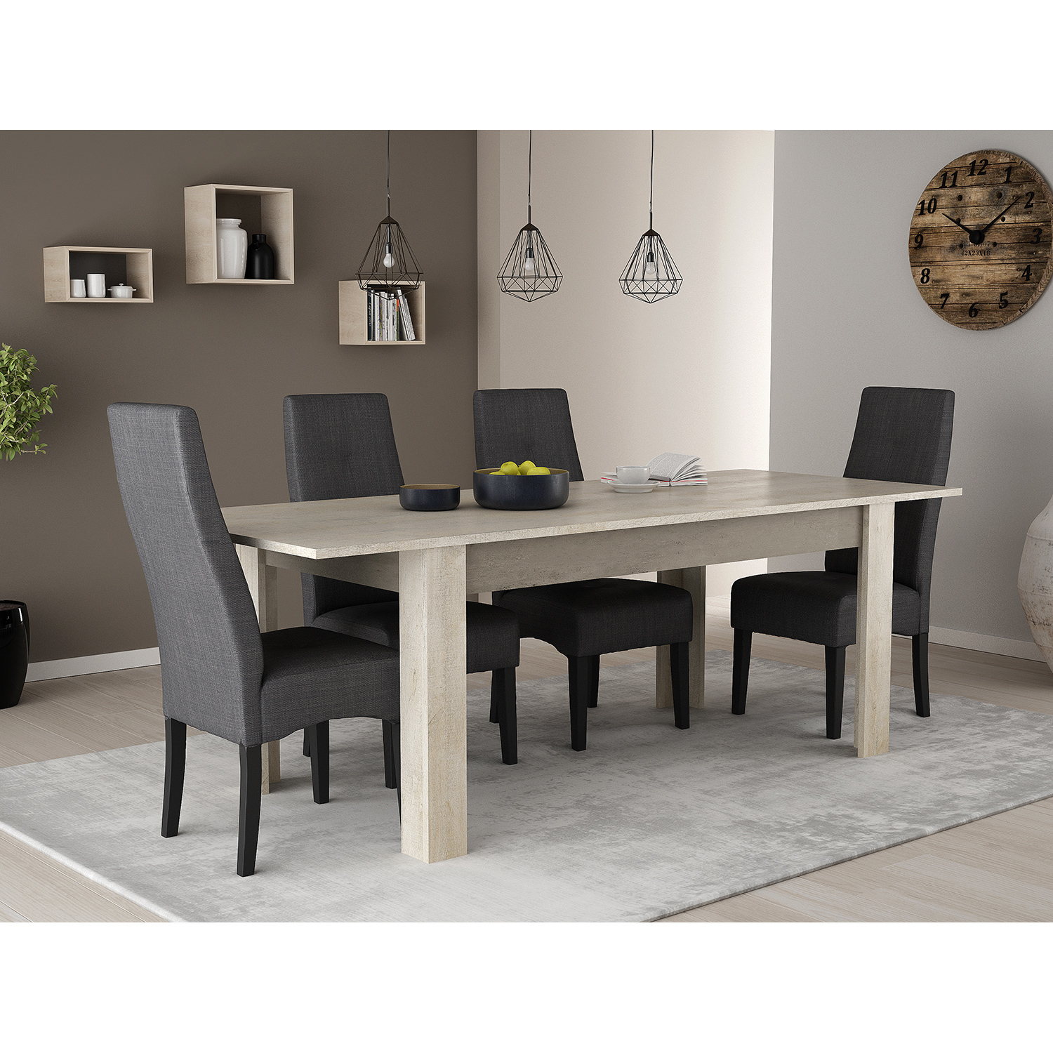 Jídelní stůl 170x90 ANTIBES dub/béžový beton