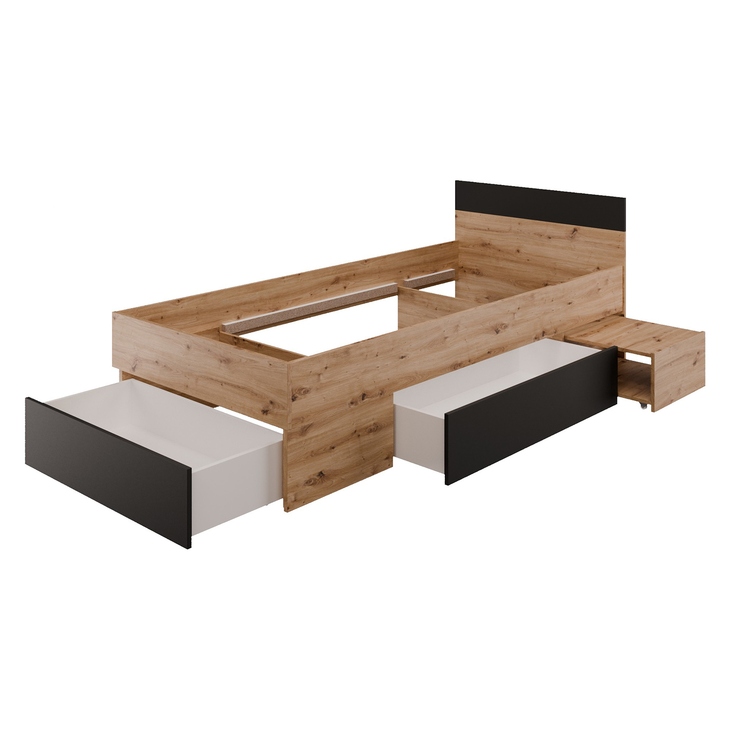 Multifunkční postel 90x200 COMBI dub Artisan/černá