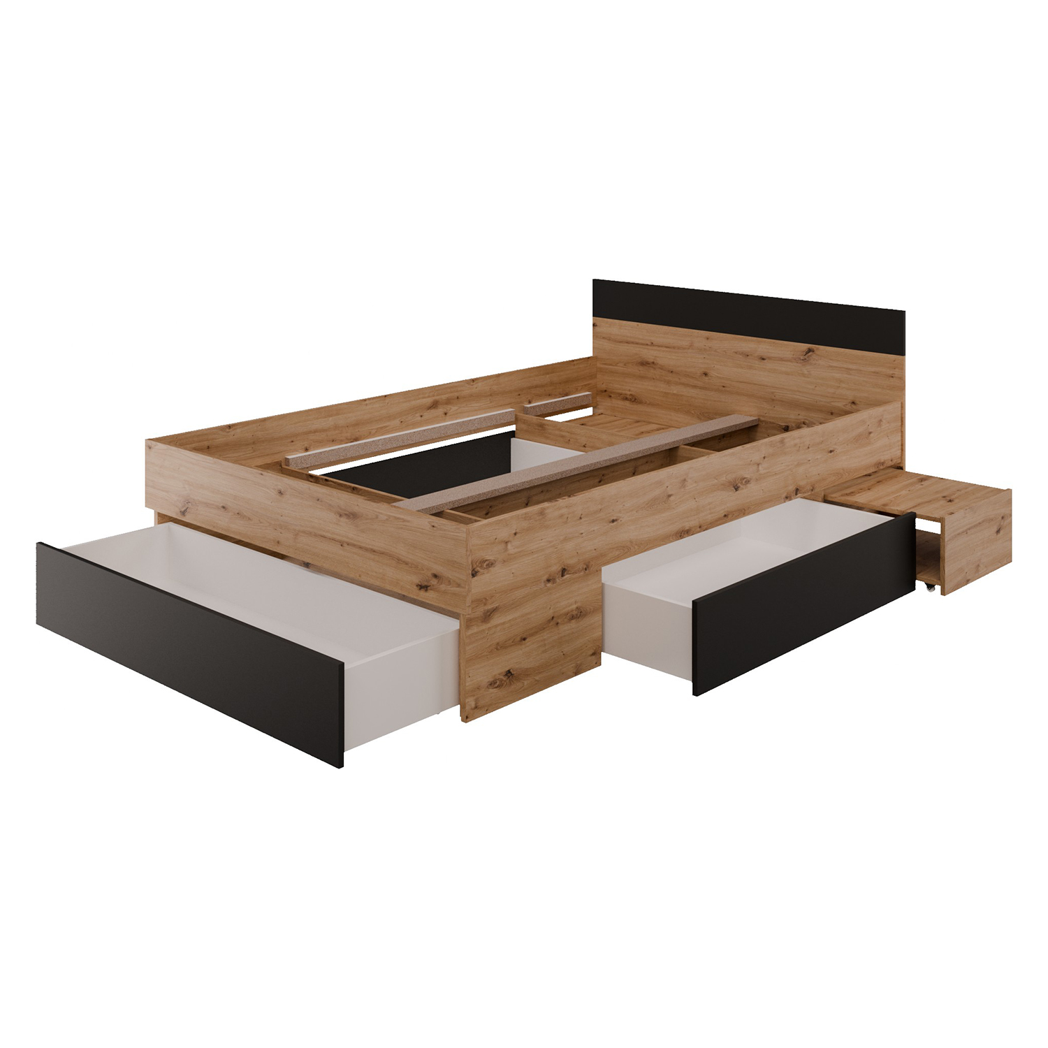 Multifunkční postel 140x200 COMBI dub Artisan/černá