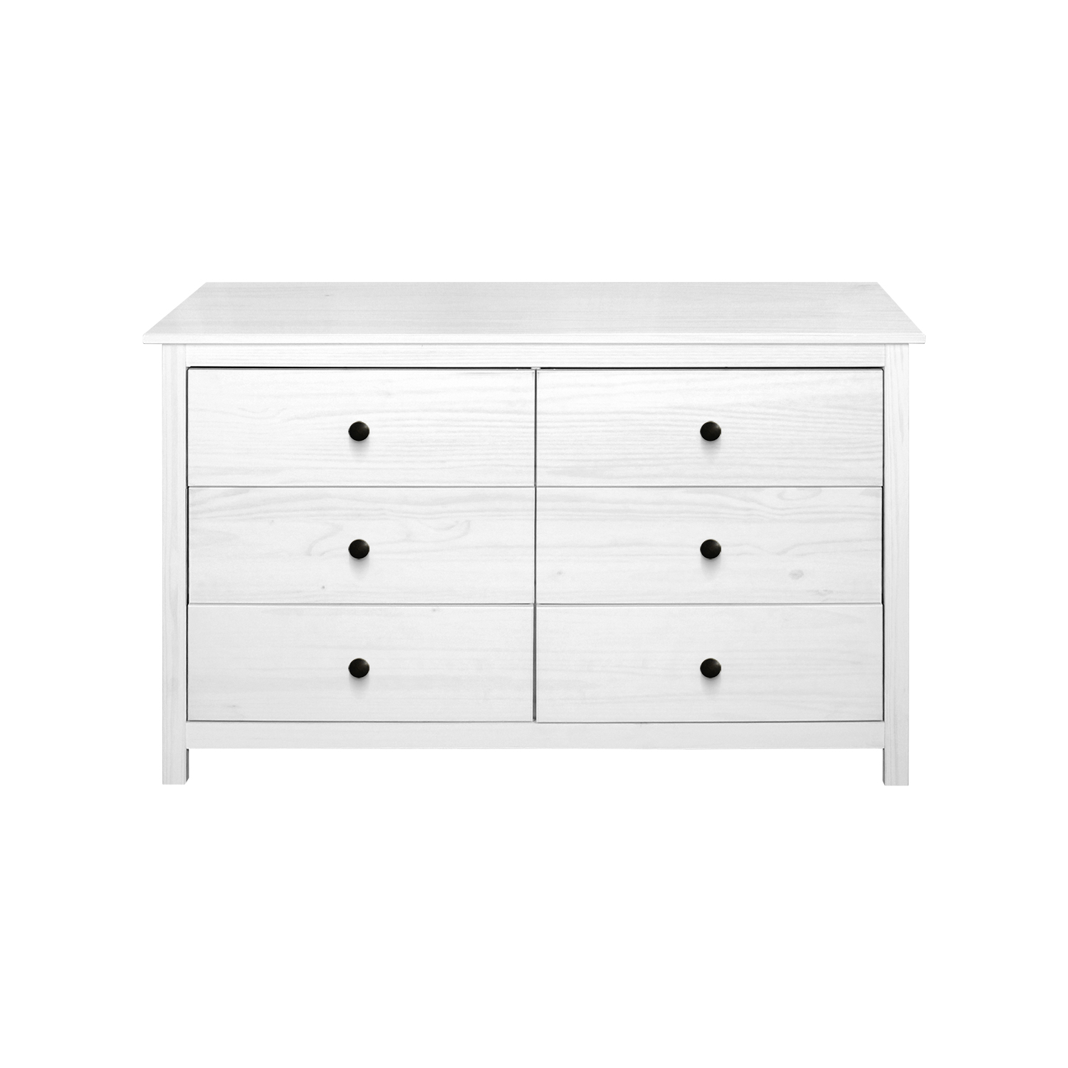 Komoda 6 zásuvek TORINO bílá, kovové úchytky