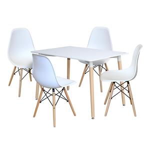Jedálenský stôl 120x80 UNO biely + 4 stoličky UNO biele