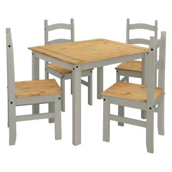Stůl + 4 židle CORONA 3 vosk/šedá