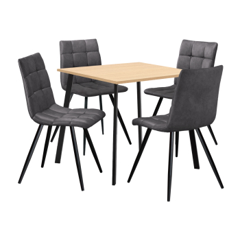 Jídelní stůl 80x80 BERGEN dub + 4 židle BERGEN šedé mikrovlákno