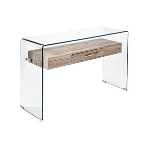 Odkládací stolek 1 zásuvka sklo/MDF