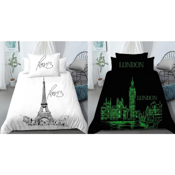 Bavlněné svítící povlečení Paříž/Londýn